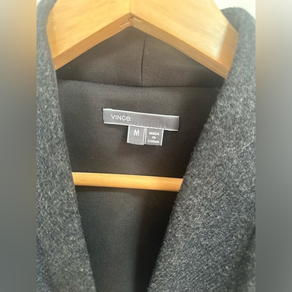 VINCE Blanket Stripe Long Vest Small Belted Gray Wool Blend Pockets Size M - Picture 9 of 11